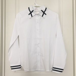 New Elegant bow tie white blouse.